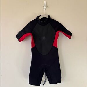 Black and Red Short Sleeve Wetsuit
